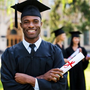 Man in graduation cap and gown 