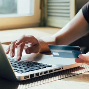 Woman using credit card